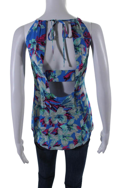 Nanette Lepore Women's Halter Neck Sleeveless Silk Floral Blouse Size M