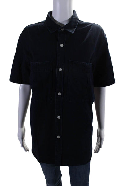 Ones Stroke Women's Collared Short Sleeves Button Down Denim Shirt Size 6