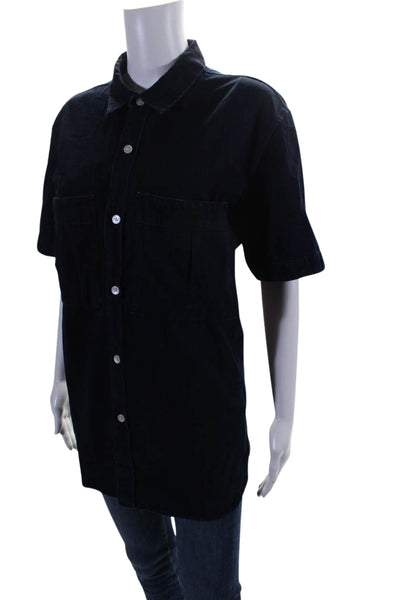 Ones Stroke Women's Collared Short Sleeves Button Down Denim Shirt Size 6