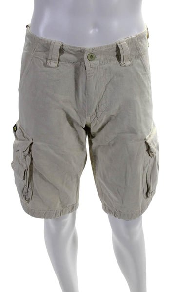 Join Clothes Men's Button Closure Cotton Cargo Shorts Beige Size M