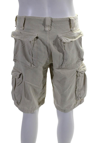 Join Clothes Men's Button Closure Cotton Cargo Shorts Beige Size M