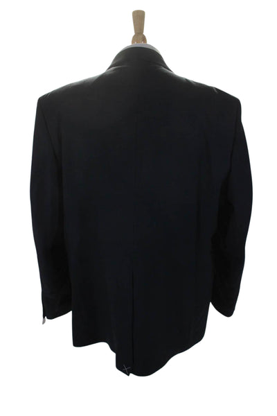 J.M. Haggar Mens Classic Fit Blazer Jacket Navy Blue Wool Size 48 Regular