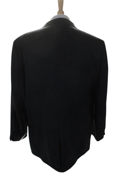 Meeting Street Mens Two Button Blazer Jacket Black Wool Blend Size 46 Long