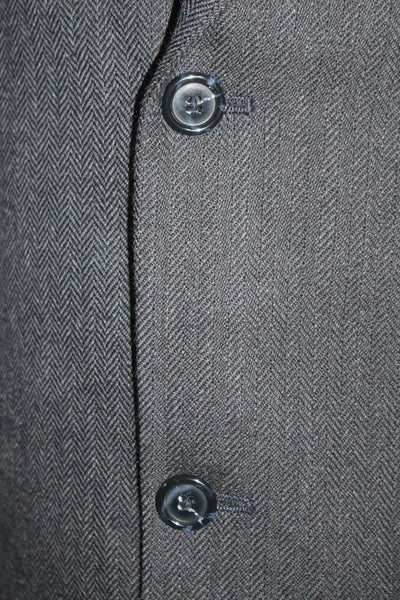 Meeting Street Mens Two Button Blazer Jacket Black Wool Blend Size 46 Long