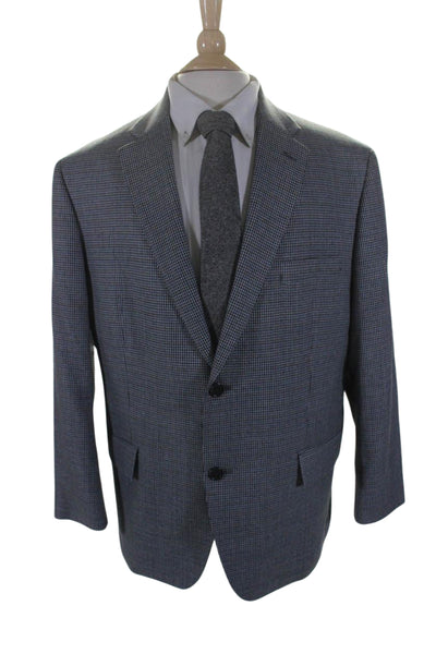 Lauren Ralph Lauren Mens Houndstooth Print Blazer Grey Blue Size 44 Short