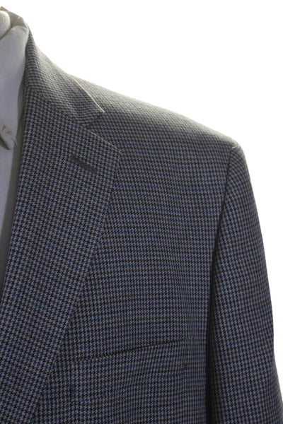 Lauren Ralph Lauren Mens Houndstooth Print Blazer Grey Blue Size 44 Short