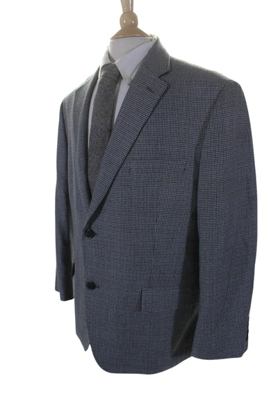 Lauren Ralph Lauren Mens Houndstooth Print Blazer Grey Blue Size 44 Short