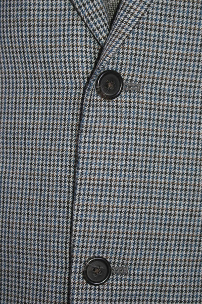 Lauren Ralph Lauren Mens Houndstooth Print Blazer Grey Blue Size 44 Short