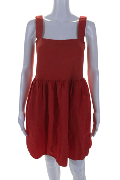 Nation LTD Women's Square Neck Sleeveless Fit Flare Mini Dress Red Size M