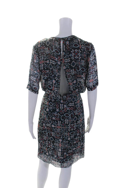 Etoile Isabel Marant Womens Silk Geometric Print Sheath Dress Multi Size 36