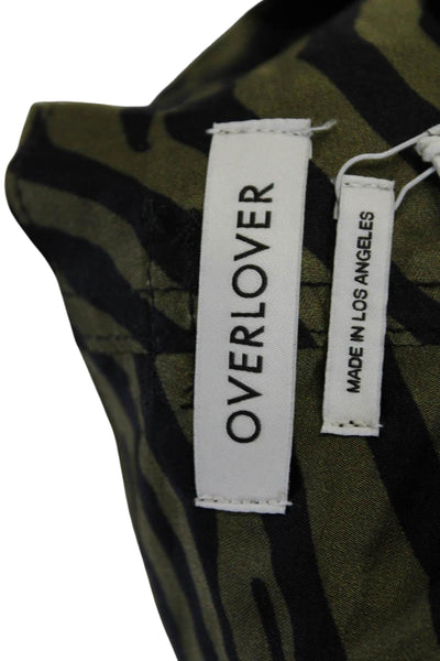 Overlover Womens Zebra Print High Rise Paperbag Pants Green Size 26