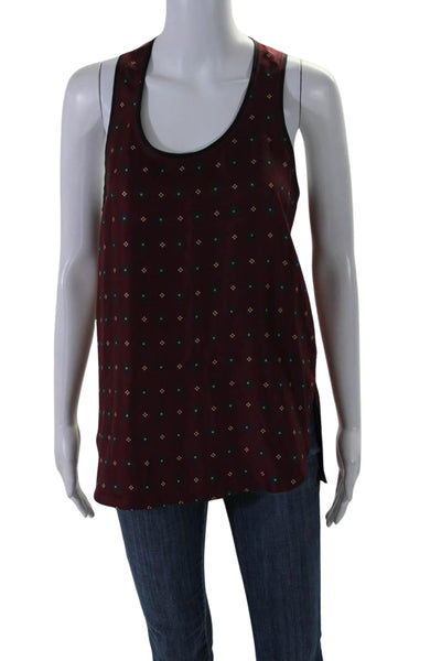 Rag & Bone Womesn Silk Floral Scoop Neck Tank Blouse Red Size S