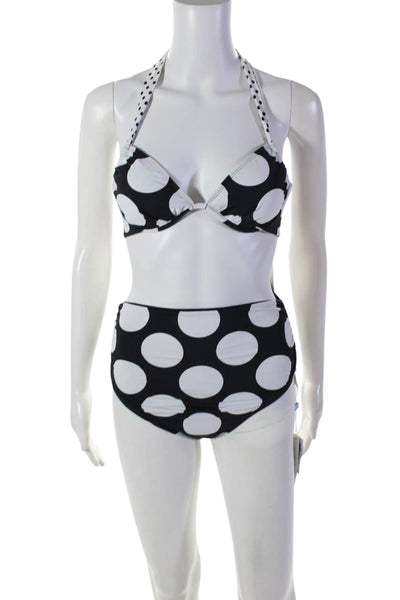 Bleu Rod Be At Tie Womens 2 Piece Polka Dot Underwire Bikini Black Size 4