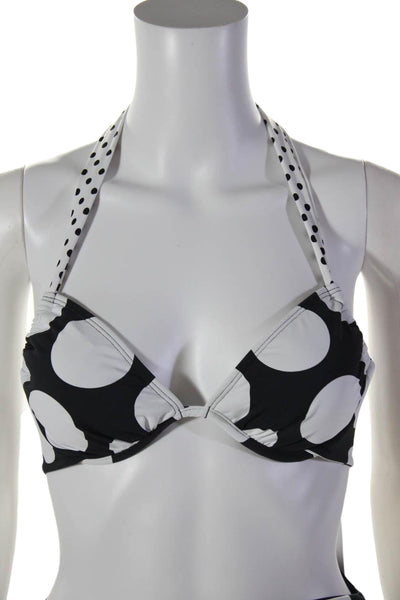 Bleu Rod Be At Tie Womens 2 Piece Polka Dot Underwire Bikini Black Size 4