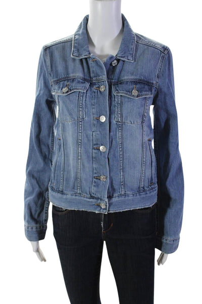 Paige Womens Cotton Long Sleeve Buttoned Down Denim Jacket Blue Size XS