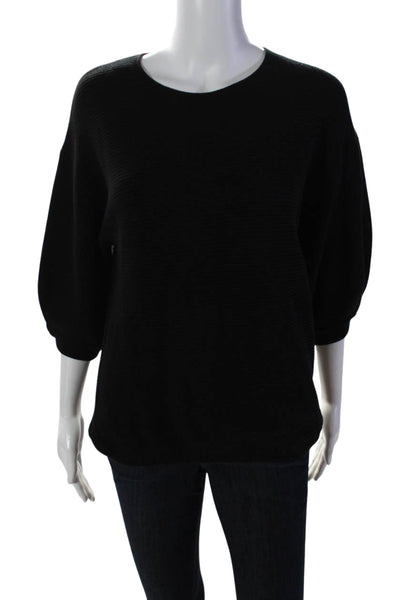 Belford Womens Cotton Short Sleeve Pullover Knit Blouse Black Size S