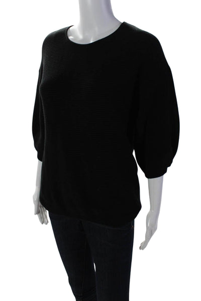 Belford Womens Cotton Short Sleeve Pullover Knit Blouse Black Size S