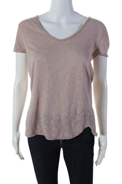 Zadig & Voltaire Womens Short Sleeve Scoop Neck Tee Shirt Brown Cotton Medium