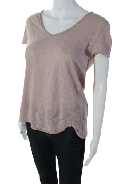 Zadig & Voltaire Womens Short Sleeve Scoop Neck Tee Shirt Brown Cotton Medium