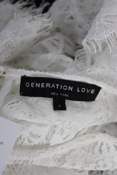 Generation Love Womens Short Sleeve Round Neck Lace Top White Size Small