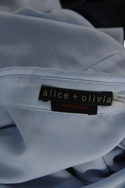 Alice + Olivia Womens Button Front Collared Flare Sleeve Shirt Blue Size Medium