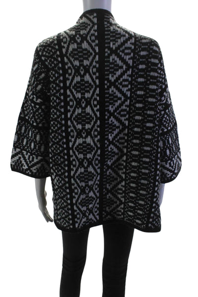 Velvet by Graham & Spencer Womens Wool Abstract Print Cardigan Black Size XS