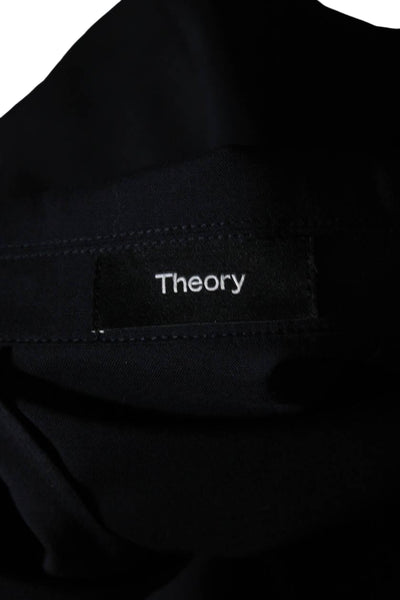 Theory Womens Long Sheer Sleeves Open Front Traceable Jacket Black Wool Size 2