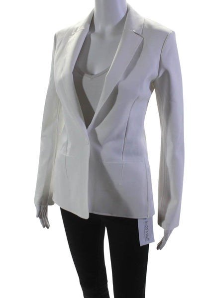 Commando Womens Long Sleeves Single Button Blazer Jacket White Size XS