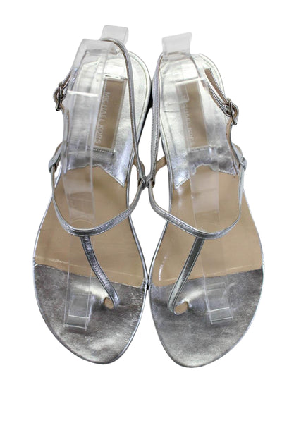 Michael Kors Womens Leather Thong Slingbacks Sandals Silver Size 6 Medium