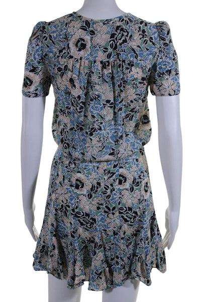 Veronica Beard Womens Silk V Neck Floral Button Down Mini Dress Multi Size 00