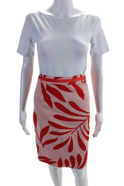 Boden Womens Cotton Floral Print Lined Pencil Skirt Pink Red Size 4