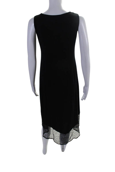 Eileen Fisher Womens Sleeveless Scoop Neck Open Knit Trim Dress Black Size 2XS