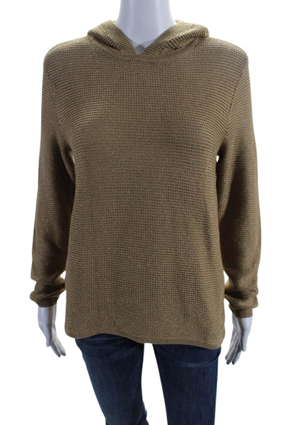 Lauren Ralph Lauren Womens Pullover Open Knit Hoodie Sweater Brown Size XS