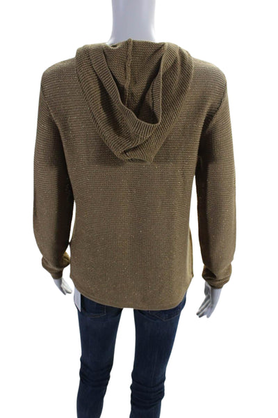 Lauren Ralph Lauren Womens Pullover Open Knit Hoodie Sweater Brown Size XS