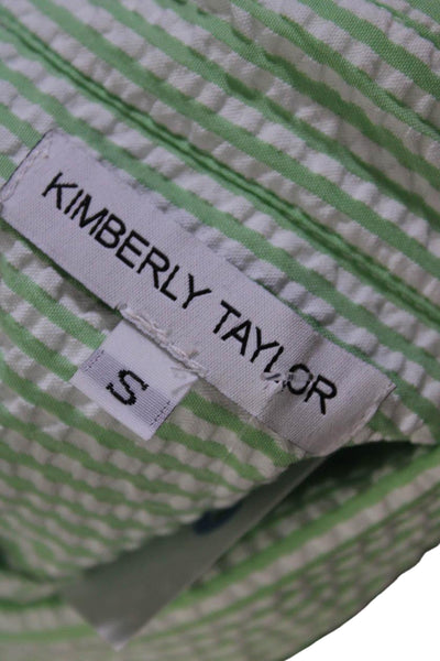 Kimberly Taylor Women's Long Sleeves Button Down Green Striped Shirt Size S