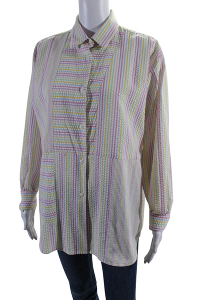 Kimberly Taylor Women's Collared Long Sleeves Button Down Striped Shirt Size S