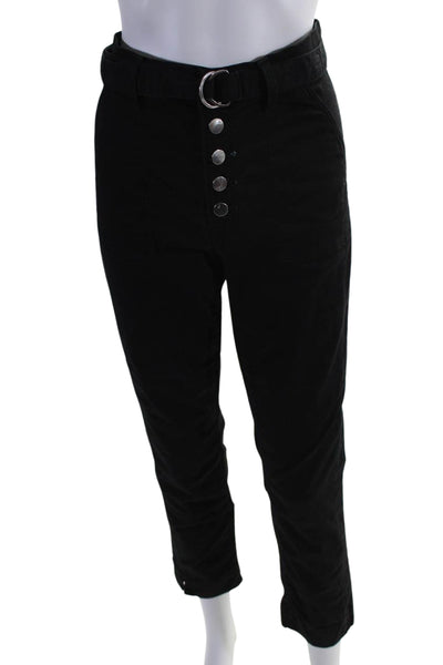 J Brand Womens Cotton High Rise Button Up Straight Leg Trousers Black Size 27