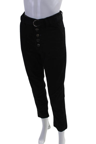 J Brand Womens Cotton High Rise Button Up Straight Leg Trousers Black Size 27