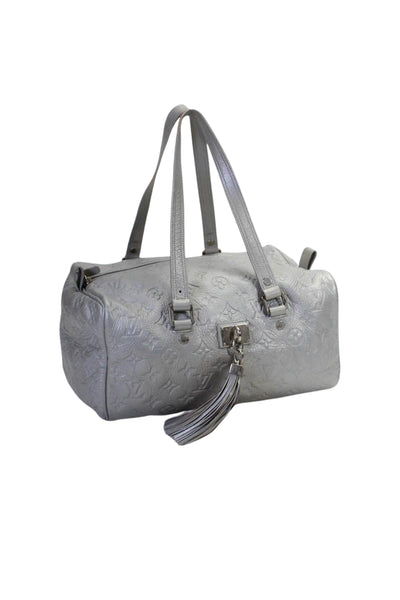 Louis Vuitton Womens Shimmer Monogram Speedy Handbag Gray Silver