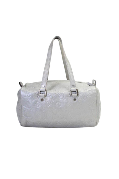 Louis Vuitton Womens Shimmer Monogram Speedy Handbag Gray Silver