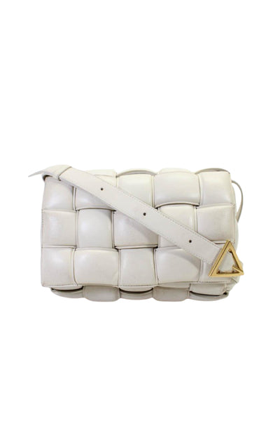 Bottega Veneta Womens Leather Padded Cassette Off White Medium Crossbody Handbag