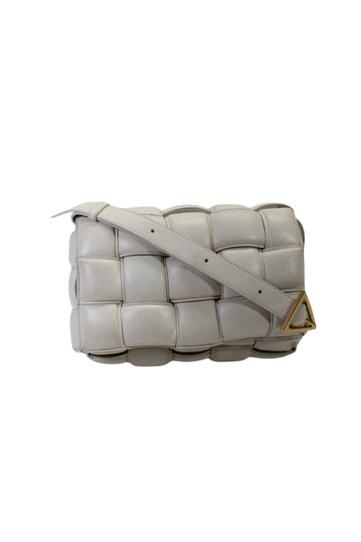 Bottega Veneta Womens Leather Padded Cassette Off White Medium Crossbody Handbag