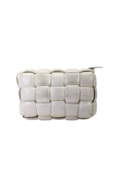 Bottega Veneta Womens Leather Padded Cassette Off White Medium Crossbody Handbag