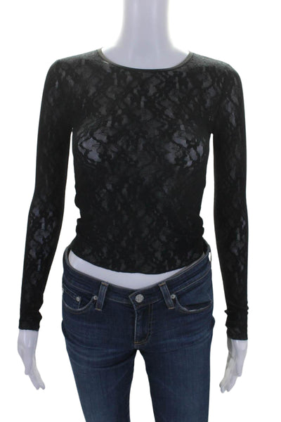 Wilfred Womens Long Sleeve Slim Fit Lace Blouse Black Size 2XS