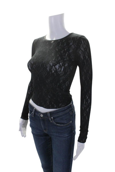 Wilfred Womens Long Sleeve Slim Fit Lace Blouse Black Size 2XS