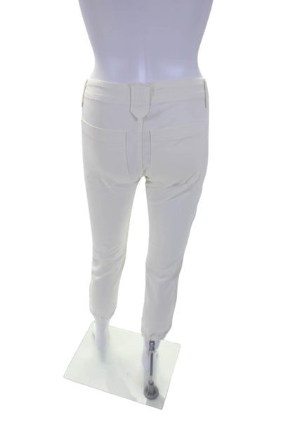 Frame Womens Mid Rise Zipper Ankle Jogger Pants Ivory White Cotton Size 24