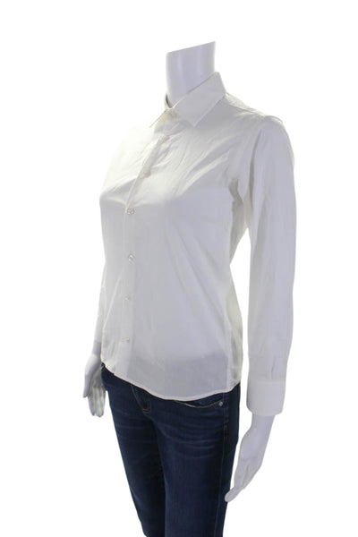 Emanuel Pris Womens Cotton Long Sleeve Button Down Blouse White Size 38