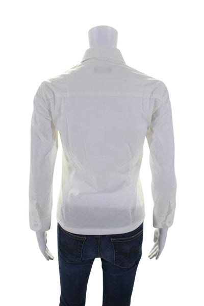 Emanuel Pris Womens Cotton Long Sleeve Button Down Blouse White Size 38