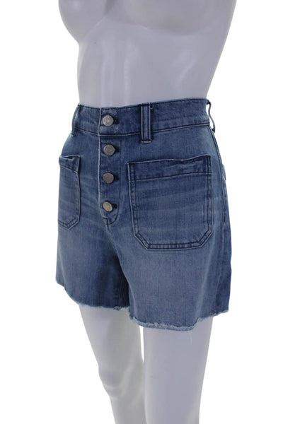 Madewell Women's High Waist Pockets Light Wash Raw Hem Denim Shorts Size 27