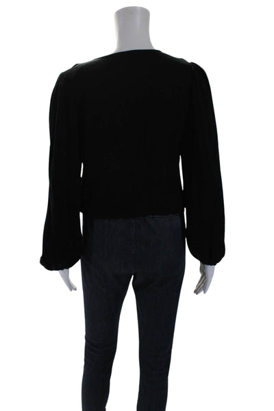 Splendid x Cella Jane Blog Womens Long Sleeve Scoop Neck Shirt Black Size XS